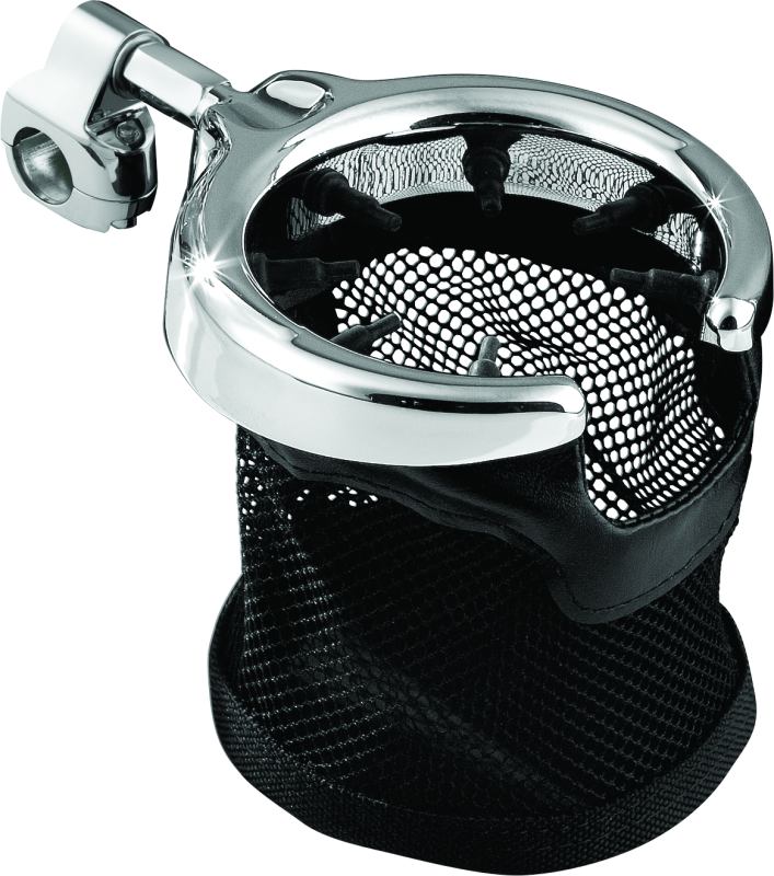 Kuryakyn Drink Holder with Mesh Basket 1-1/4 inch Clamp Chrome