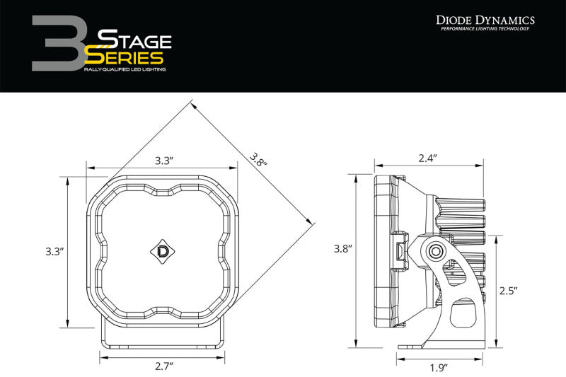 Diode Dynamics SS3 Max ABL - Yellow Driving Standard (Pair)