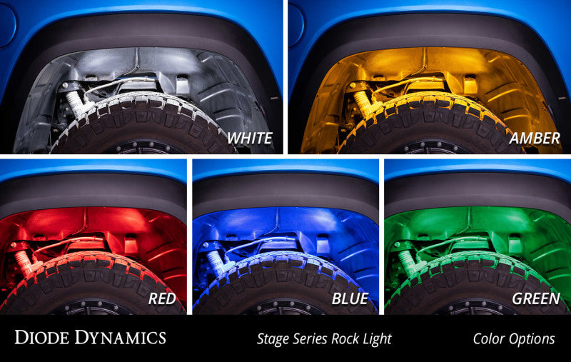 Diode Dynamics Stage Series Single Color LED Rock Light - Amber M8 (8-pack)