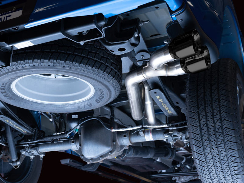 AWE 21+ Ford F150 Dual Side Exit Cat-Back Exhaust - 4.5in Diamond Black Tips *For Stock Y-Pipe Only