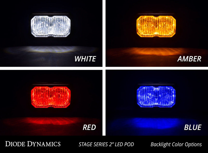 Diode Dynamics Stage Series 2 In LED Pod Sport - White Flood Standard RBL (Pair)
