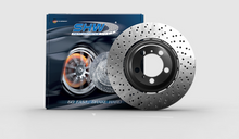 Load image into Gallery viewer, SHW 06-10 BMW M5 5.0L Left Rear Cross-Drilled Lightweight Brake Rotor (34212282807)