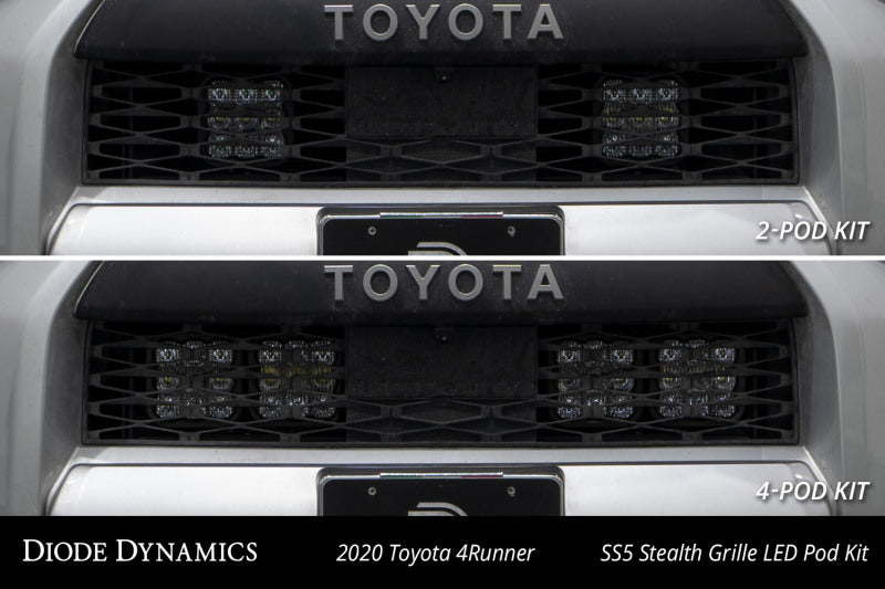 Diode Dynamics 14-23 Toyota 4Runner SS5 Stealth Grille LED 4-Pod Kit - Pro White Combo