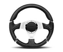 Load image into Gallery viewer, Momo Millenium Steering Wheel 350 mm - Black Leather/Black Stitch/Brshd Spokes