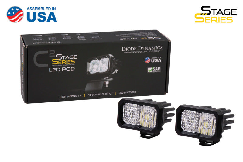 Diode Dynamics Stage Series 2 In LED Pod Sport - White Combo Standard ABL (Pair)