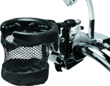 Load image into Gallery viewer, Kuryakyn Drink Holder Mesh Basket with Perch Mount Universal Gloss Black