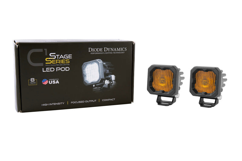 Diode Dynamics Stage Series C1 LED Pod - Yellow SAE Fog Standard ABL (Pair)