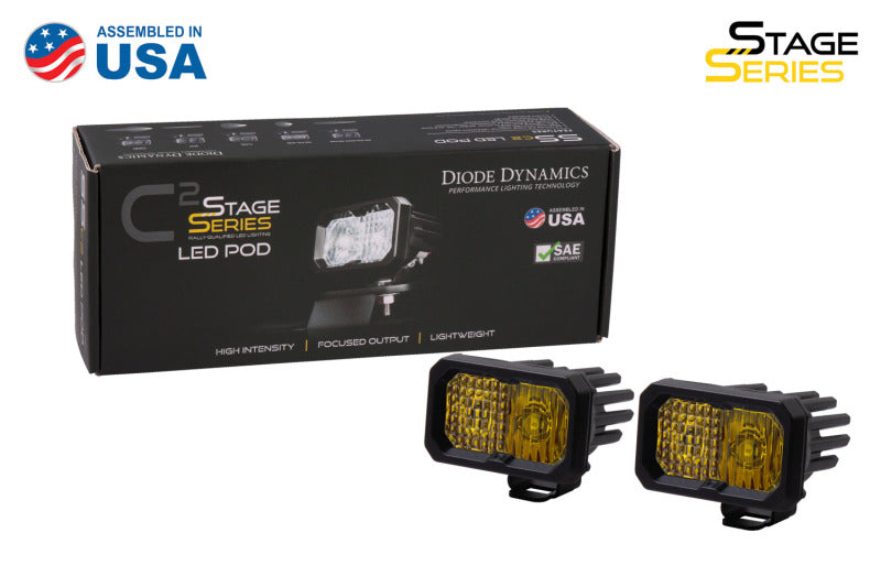 Diode Dynamics Stage Series 2 In LED Pod Sport - Yellow Combo Standard ABL (Pair)