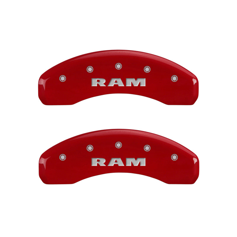MGP 4 Caliper Covers Engraved Front & Rear RAM Red finish silver ch