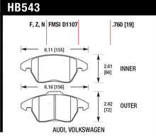 Load image into Gallery viewer, Hawk Audi A3/TT / VW EOS / Golf / Jetta / Passat / Rabbit DTC-60 Front Race Brake Pads