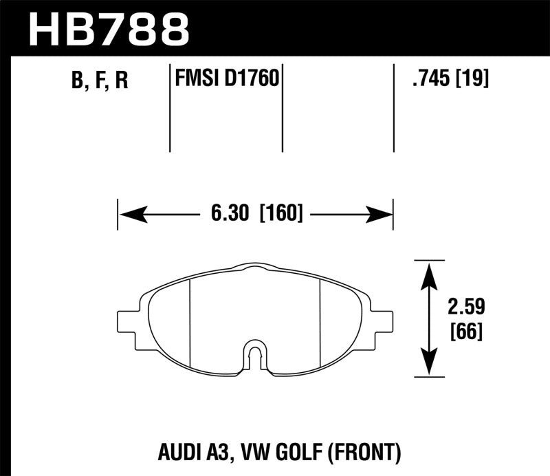 Hawk 15-17 VW Golf / Audi A3/A3 Quattro Front High Performance 5.0 Brake Pads
