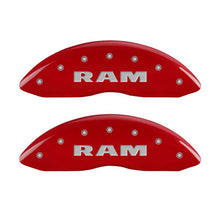 Load image into Gallery viewer, MGP 4 Caliper Covers Engraved Front &amp; Rear RAM Red finish silver ch