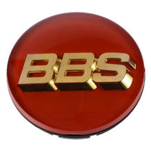 Load image into Gallery viewer, BBS Center Cap - 70mm Red w/ Gold 3D Logo (4-tab)