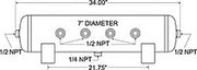 Firestone Air Tank 5 Gallon 7in. x 34in. (6) 1/2in. NPT Ports 150 PSI Max - Black (WR17609248)