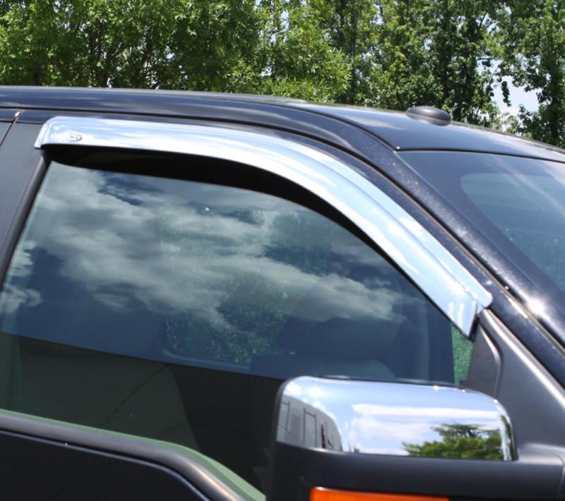 AVS 14-18 Chevy Silverado 1500 Standard Cab Outside Mount Front Window Ventvisor 2pc - Chrome