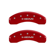 Load image into Gallery viewer, MGP 4 Caliper Covers Engraved Front &amp; Rear Hemi Red finish silver ch