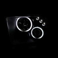 ANZO 2005-2009 Ford Mustang Projector Headlights w/ Halo Black