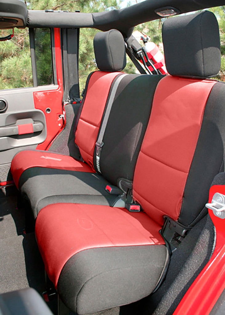 Rugged Ridge Seat Cover Kit Black/Red 11-18 Jeep Wrangler JK 2dr