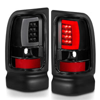 ANZO 1994-2001 Dodge Ram 1500 LED Taillights Plank Style Black w/Clear Lens