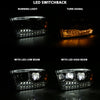 ANZO 2009-2018 Dodge Ram 1500 Led Projector Plank Style Switchback H.L Halo Chrome Amber (OE Style)