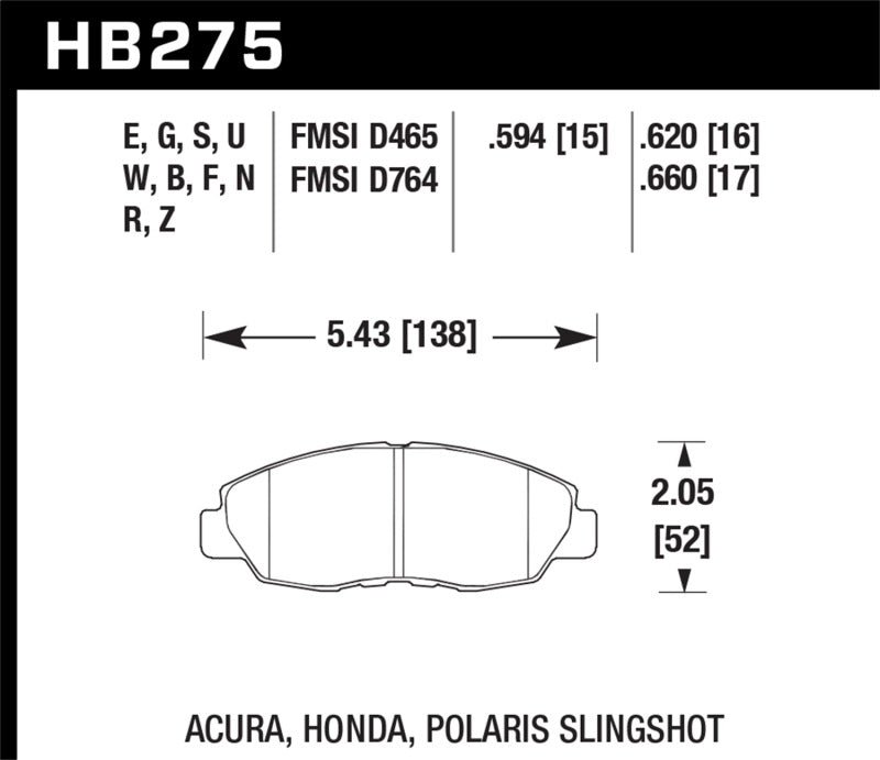 Hawk Acura/ Honda Performance Ceramic Street Front Brake Pads