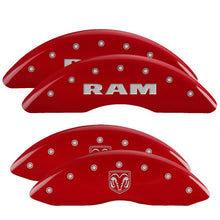 Load image into Gallery viewer, MGP 4 Caliper Covers Engraved Front RAM Engraved Rear RAMHEAD Red finish silver ch