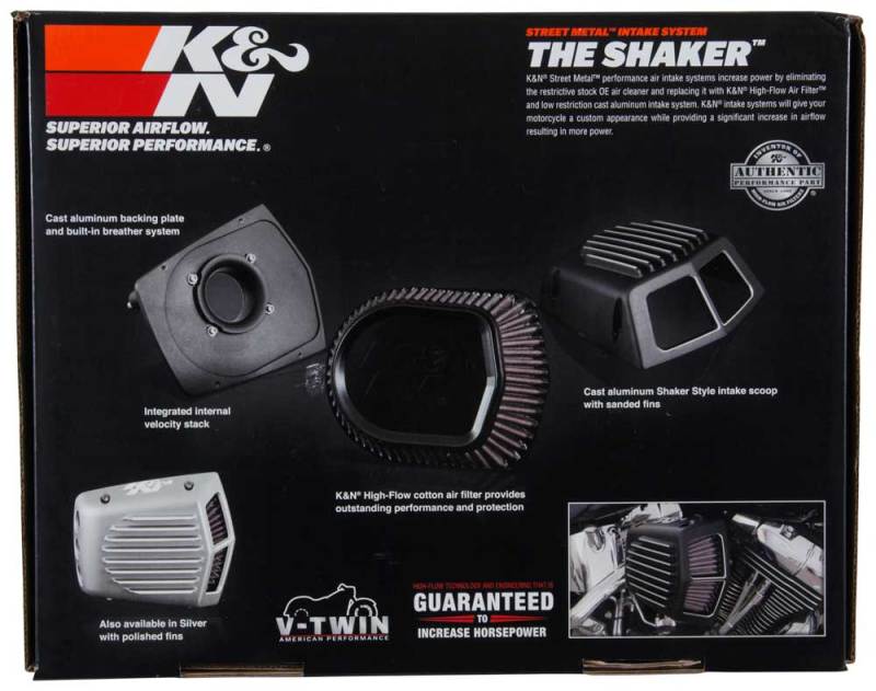 K&N Street Metal Intake System for 01-16 Harley-Davidson Softail/Dyna - Shaker Black