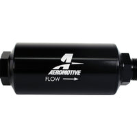 Aeromotive In-Line Filter - (AN -10 Male) 40 Micron Stainless Mesh Element Bright Dip Black Finish