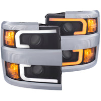 ANZO Projector Headlights 15-17 Chevrolet Silverado 2500HD / 3500HD Black w/ Chrome Rim