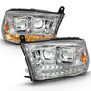 ANZO 2009-2018 Dodge Ram 1500 Led Projector Plank Style Switchback H.L Halo Chrome Amber (OE Style)