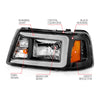 ANZO 2001-2011 Ford Ranger Crystal Headlights w/ Light Bar Black Housing