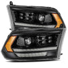 AlphaRex 09-18 Dodge Ram 1500HD PRO-Series Proj Headlights Plank Style Alpha Black w/Seq Signal/DRL