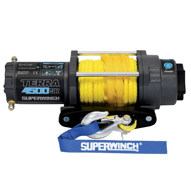 Superwinch 4500 LBS 12V DC 1/4in x 50ft Synthetic Rope Terra 4500SR Winch - Gray Wrinkle