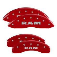 Load image into Gallery viewer, MGP 4 Caliper Covers Engraved Front &amp; Rear RAM Red finish silver ch