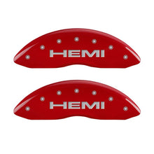 Load image into Gallery viewer, MGP 4 Caliper Covers Engraved Front &amp; Rear Hemi Red finish silver ch
